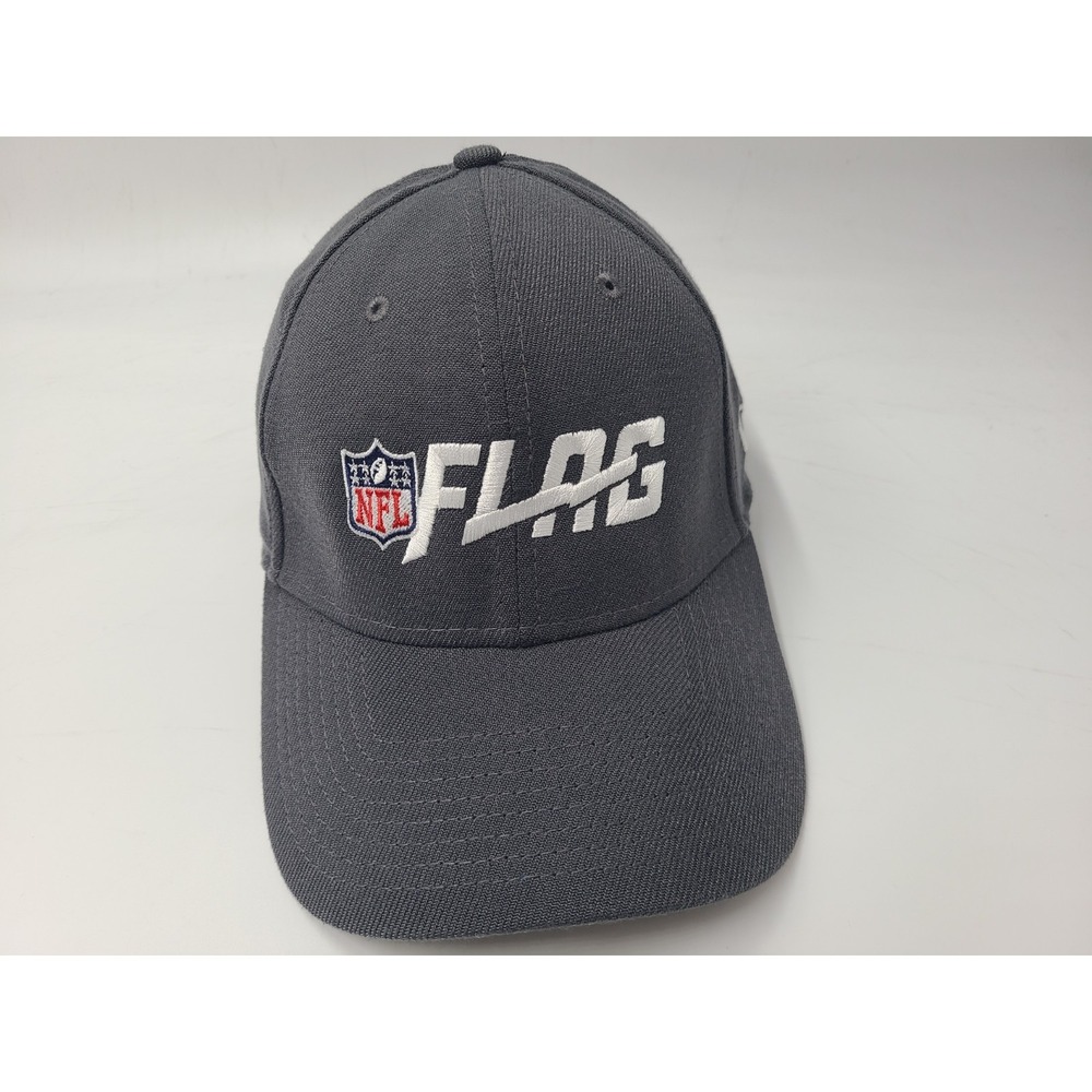 NFL Flag Football New Era 39Thirty‎ Flex Fitted M-L Hat Cap Poly Blend Men Gray